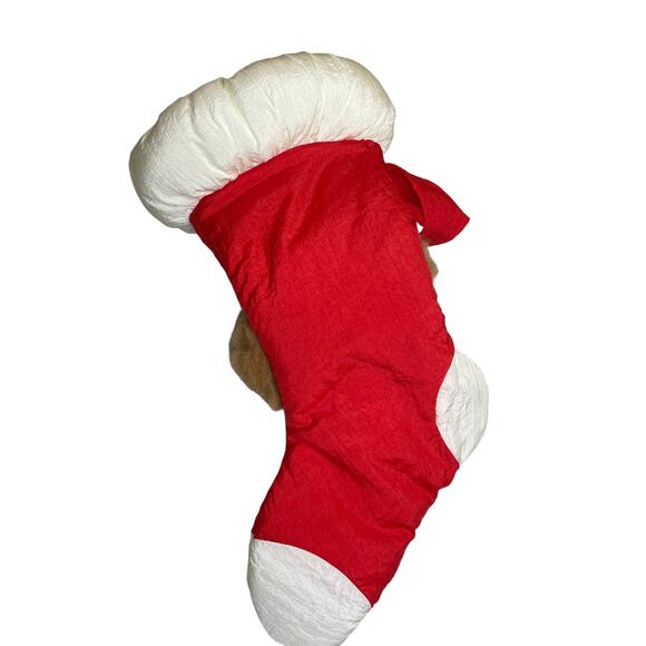 Christmas Stocking Vintage Puffy Parachute 3D Teddy Bear 80s 18" Holiday Decor - Picture 2 of 11